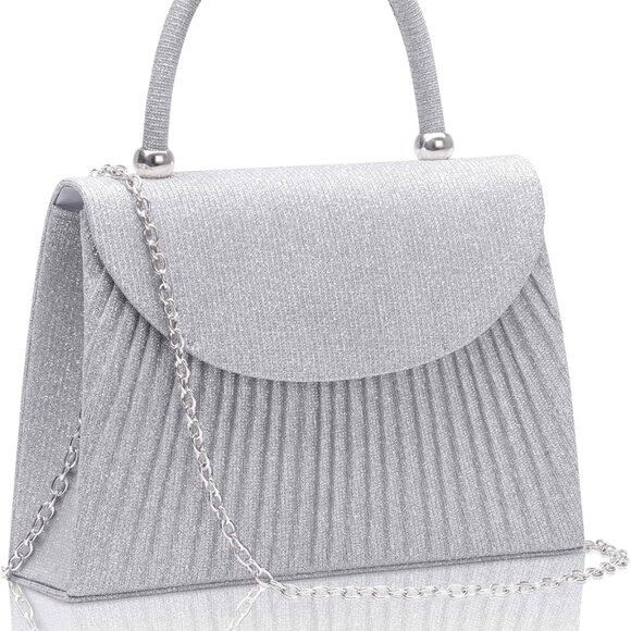 Women's Evening Handbags, Glitter Top Handle Evening Clutch Purse w/Chain for Pa - Picture 1 of 7